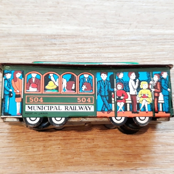 Vintage San Francisco 504 Tin Litho Trolley + Rolling Cable Car + Mini Tote Bag - Picture 3 of 12